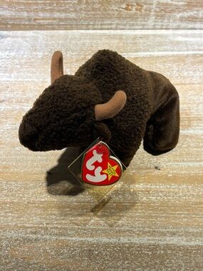 Ty Beanie Baby Brown Buffalo Plush - Brown “Roam” rare with errors